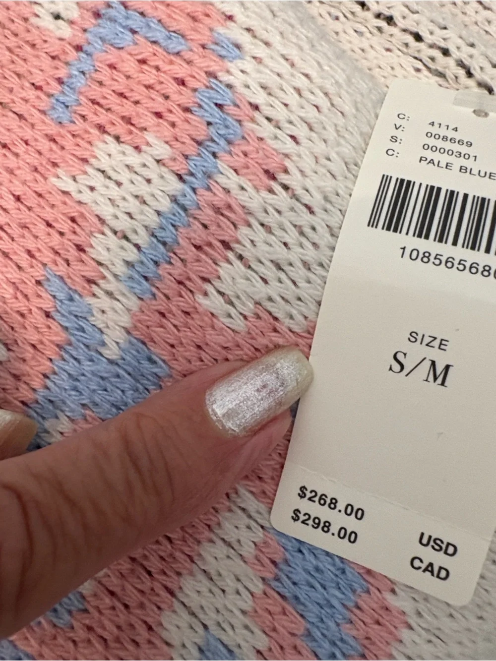 Anthropologie Floral Patchwork V-Neck Cardigan Sweater - Light Blue / Cream